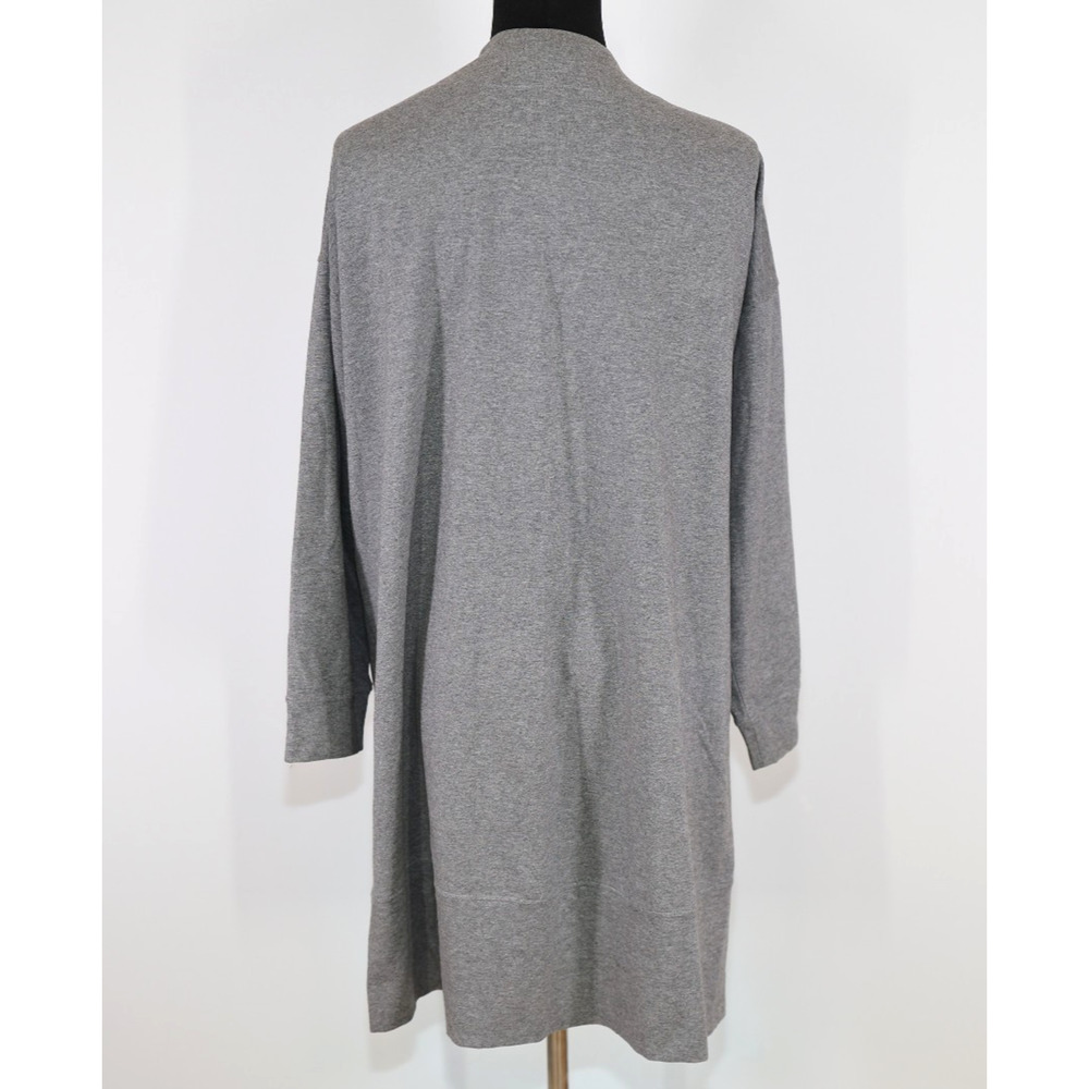 A6 NWoT Auth EILEEN FISHER Gray Cotton Open Front Pockets Sweater Cardigan Sz L - Picture 4 of 6